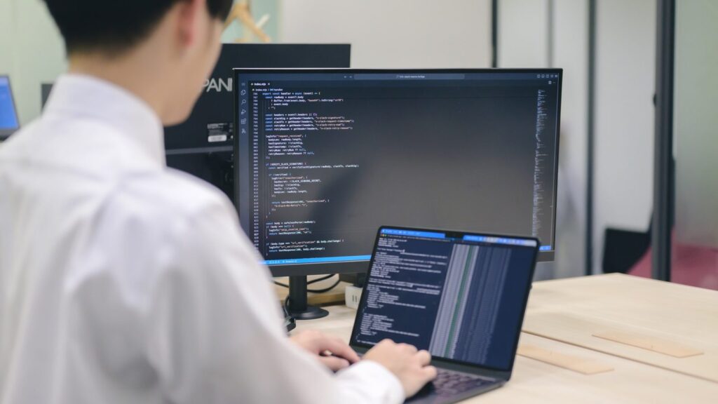 A MedSync engineer writing code